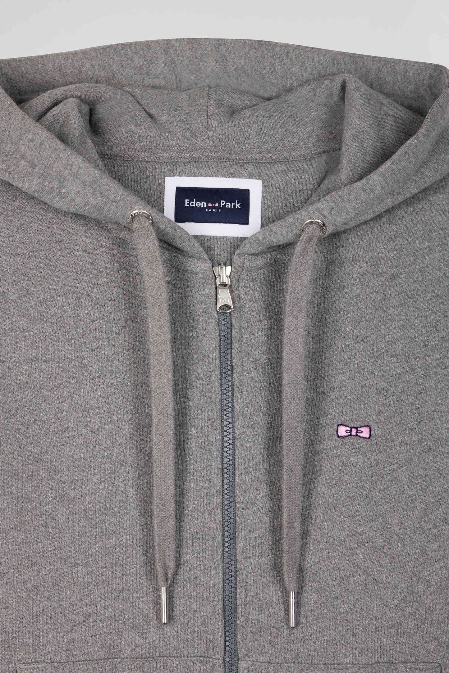 Sweatshirt zippé à capuche en molleton coton gris coupe Regular - Image 8