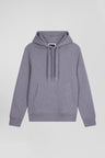 Sweatshirt à capuche en molleton coton gris coupe Regular