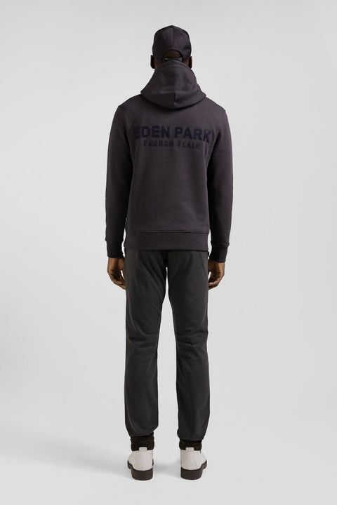 Sweatshirt à capuche en molleton marron broderie Eden Park coupe Regular - Image 3