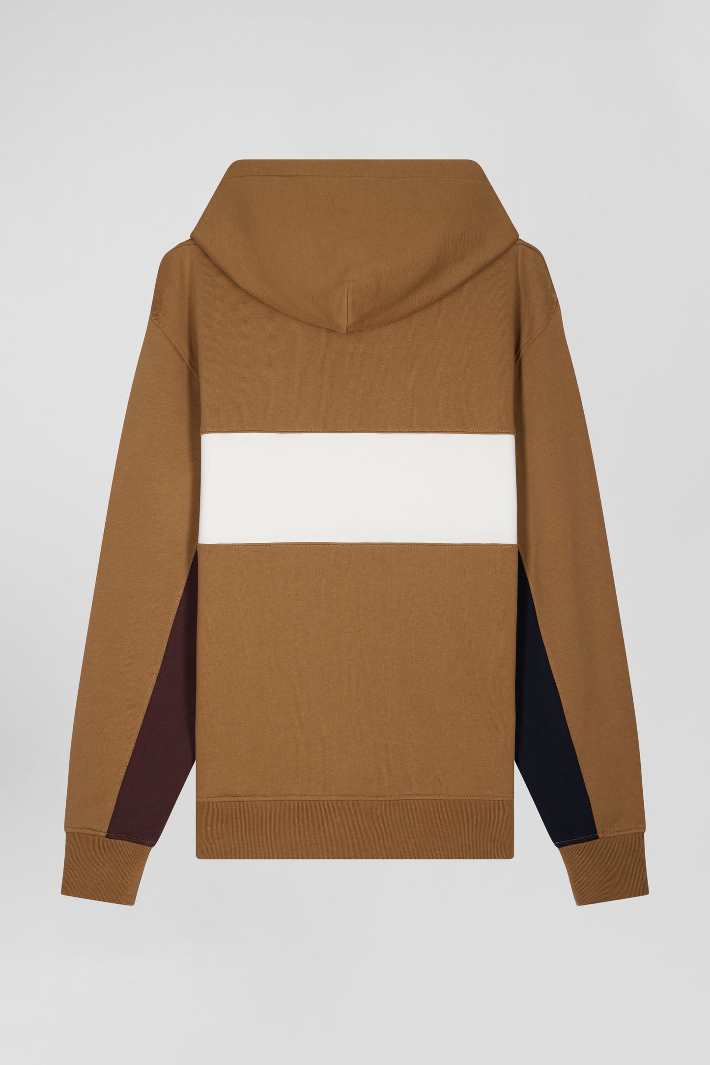 Sweatshirt à capuche colorblock en coton noisette coupe Relaxed