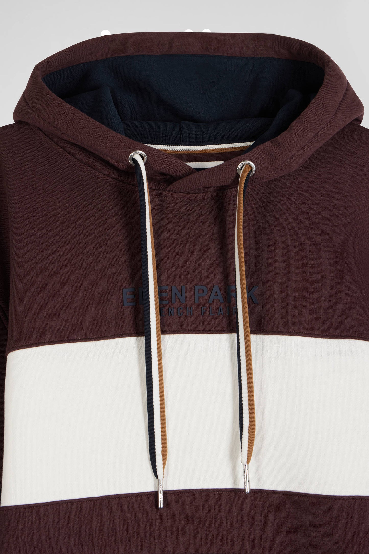 Relaxed burgundy colorblock cotton hoodie