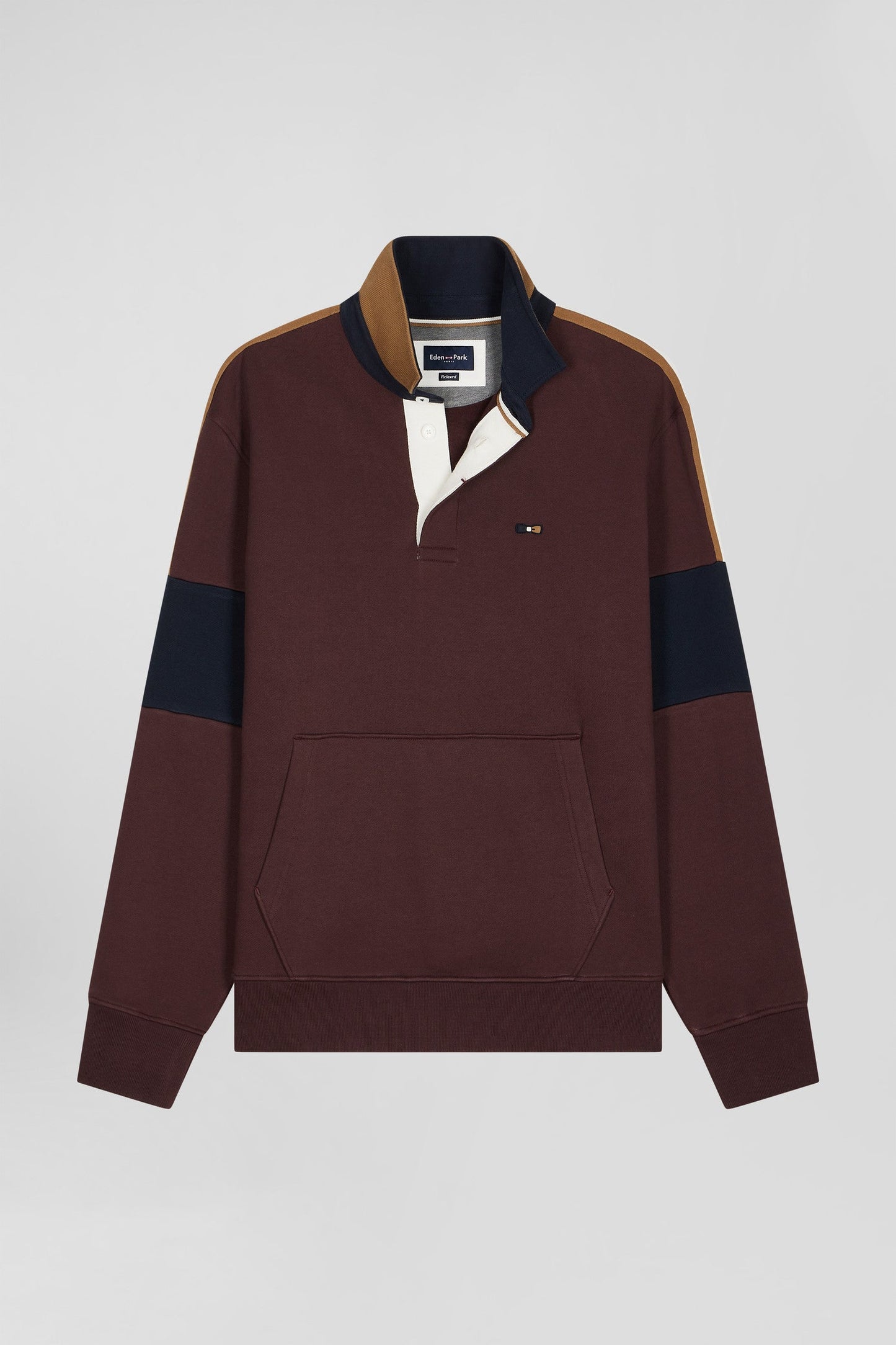 Sweatshirt col maillot en coton bordeaux coupe Relaxed - Image 2