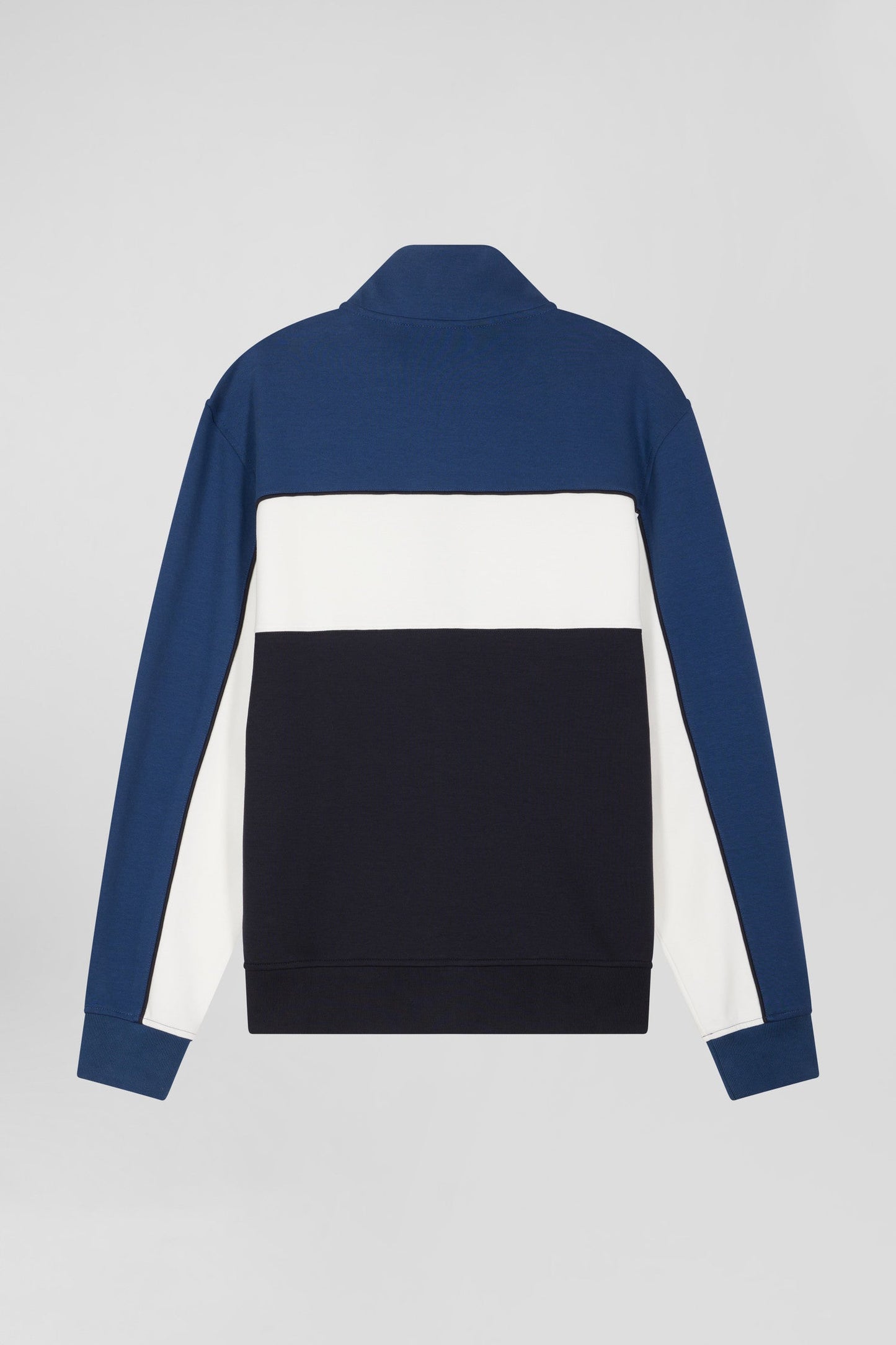 Sweatshirt zippé tricolore en coton mélangé bleu coupe Regular - Image 5