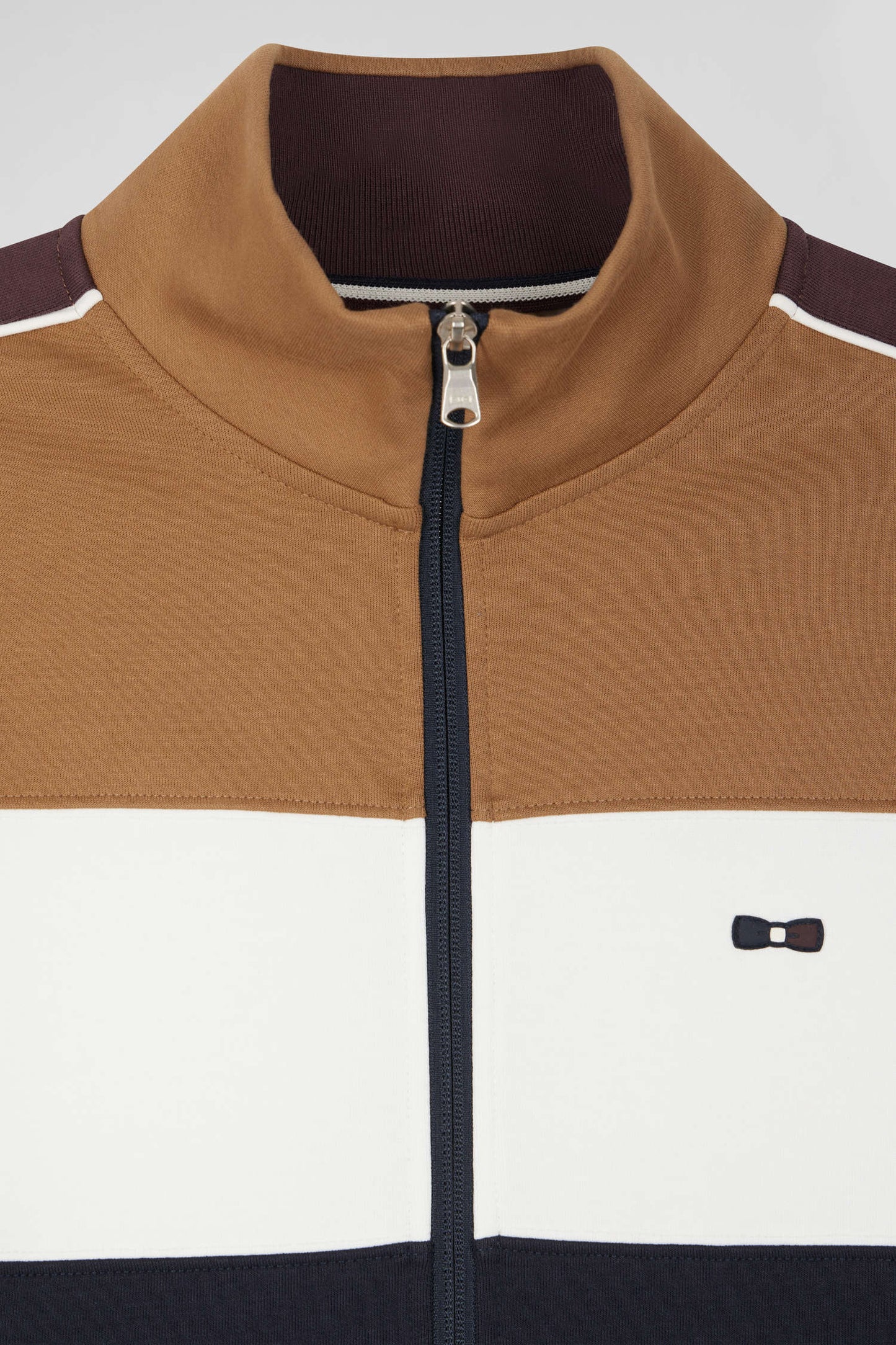 Sweatshirt zippé colorblock en coton mélangé camel coupe Regular - Image 8