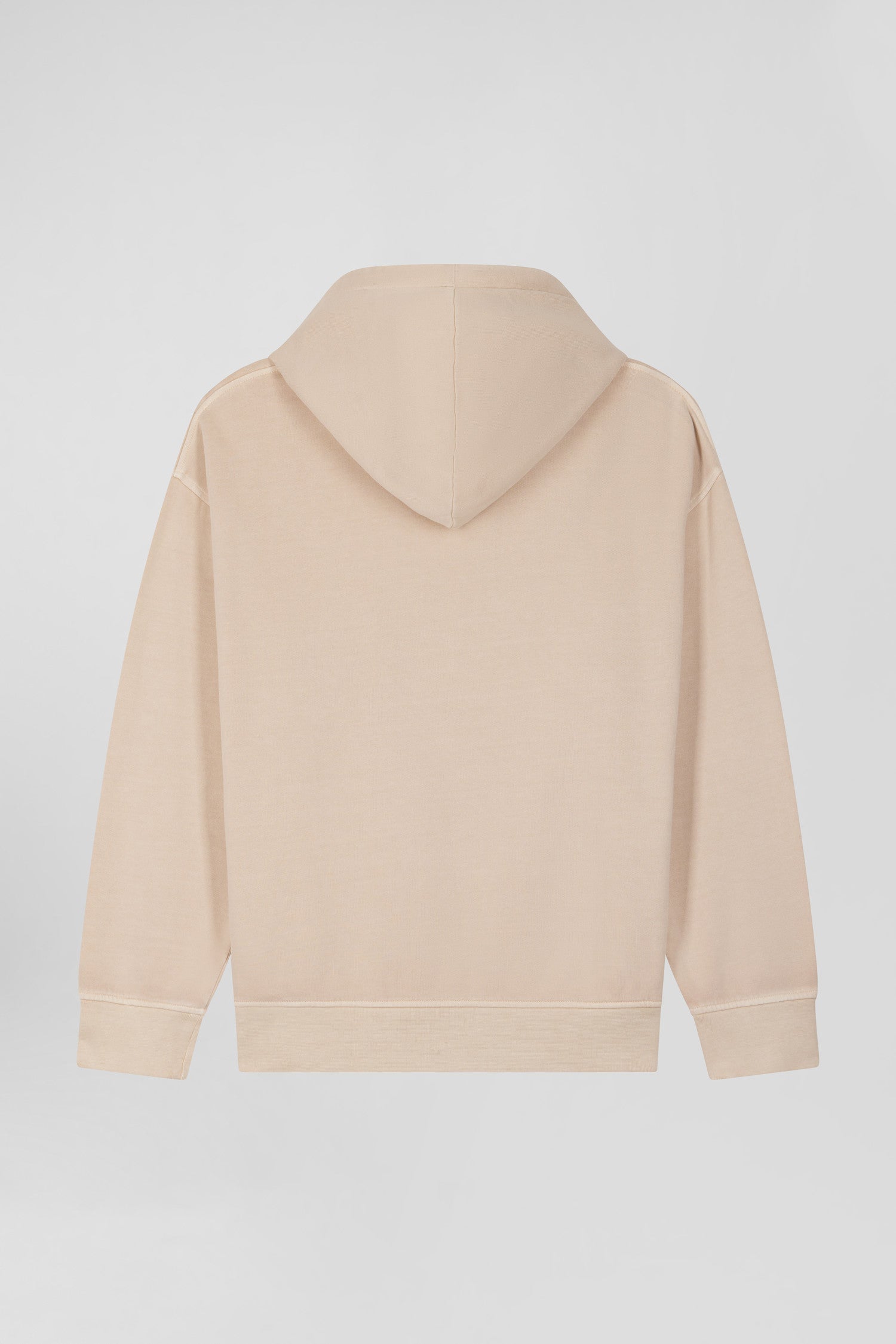 Sweatshirt à capuche unisexe en molleton coton beige surteint coupe Oversized