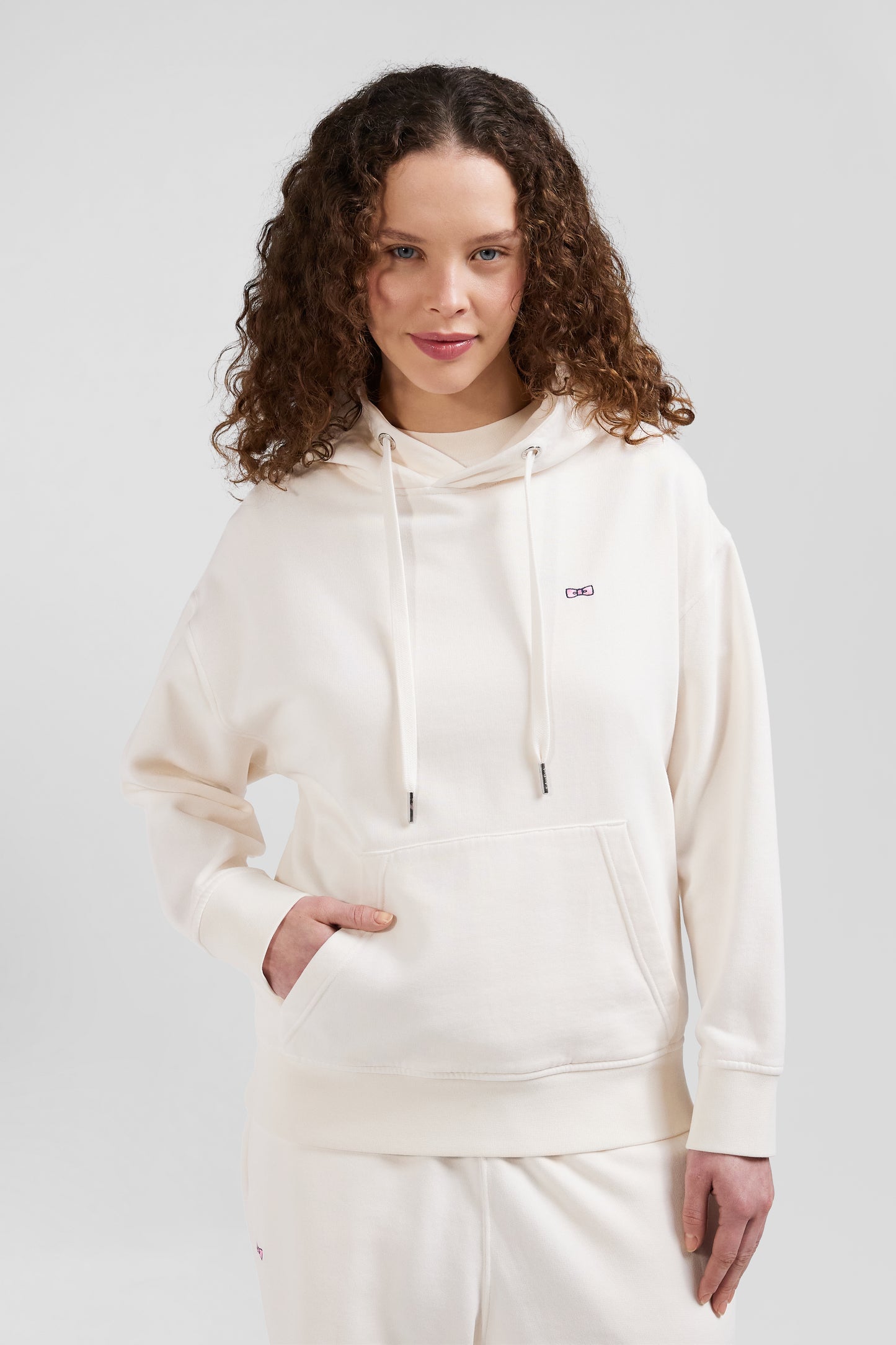 Sweatshirt à capuche unisexe en molleton coton écru surteint coupe Oversized - Image 5