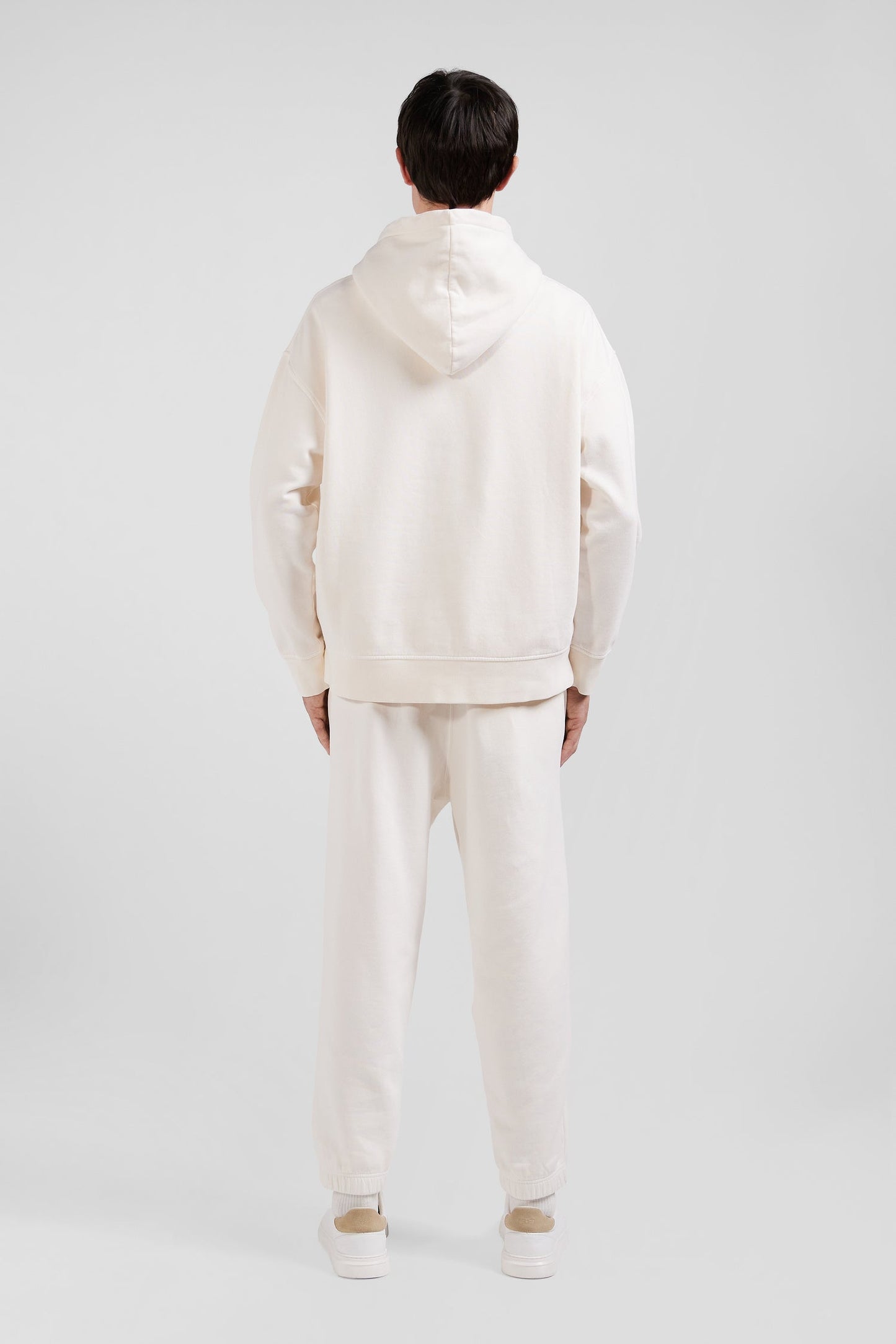 Sweatshirt à capuche unisexe en molleton coton écru surteint coupe Oversized - Image 9