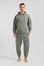 Sweatshirt à capuche unisexe en molleton coton kaki surteint coupe Oversized