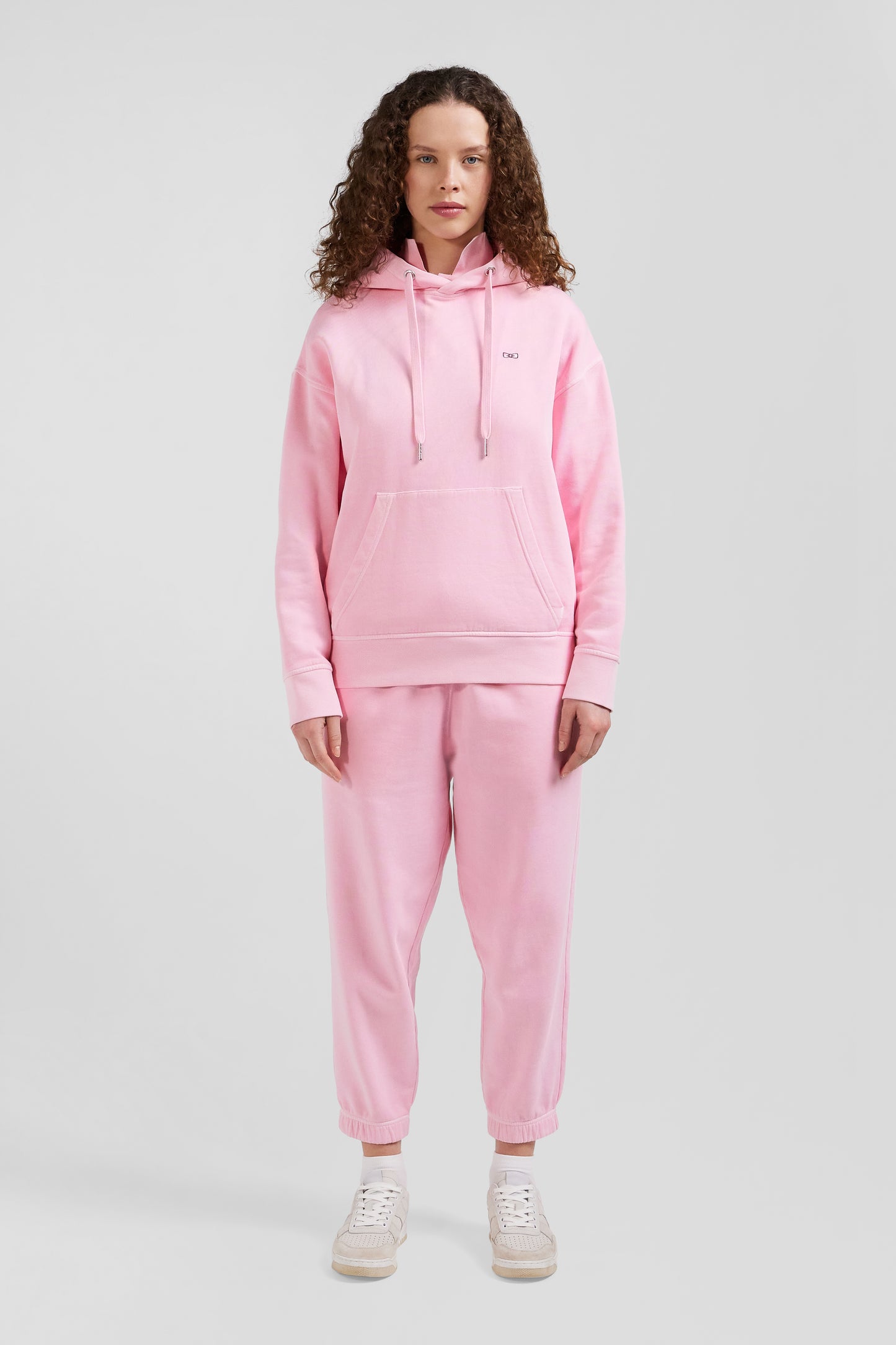 Sweatshirt à capuche unisexe en molleton coton rose surteint coupe Oversized - Image 2