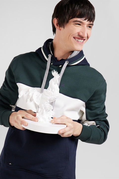 Sweatshirt à capuche tricolore en coton vert coupe Relaxed - Image 3