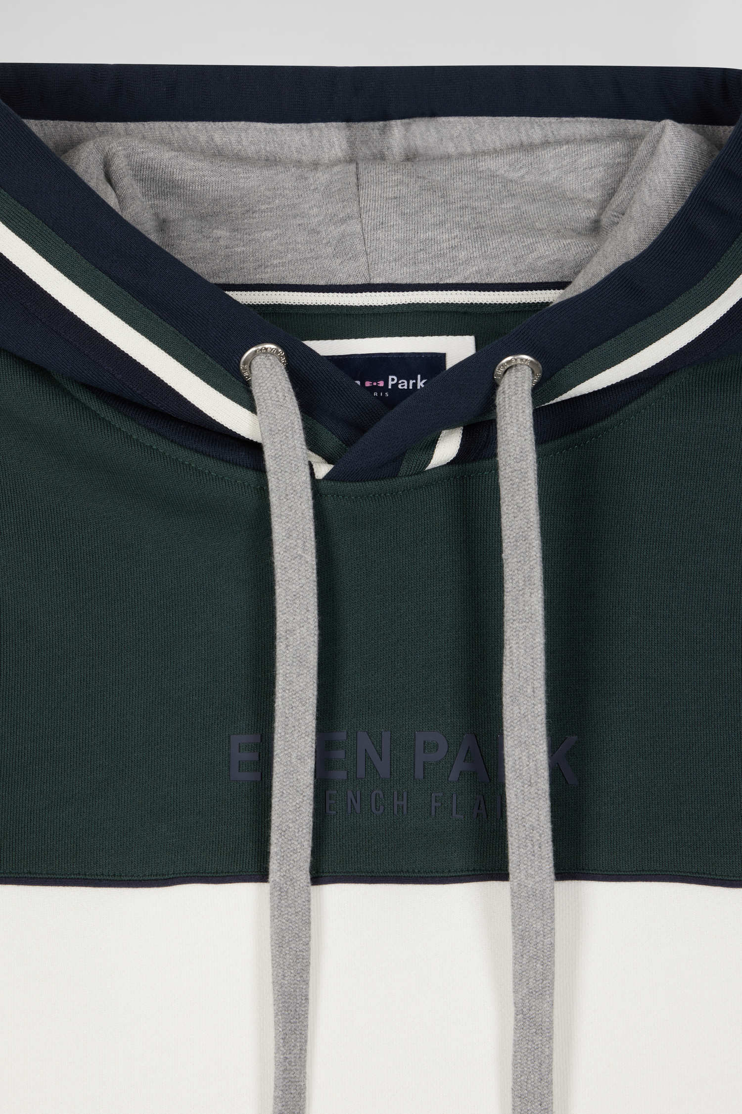 Relaxed green tricolor cotton hoodie