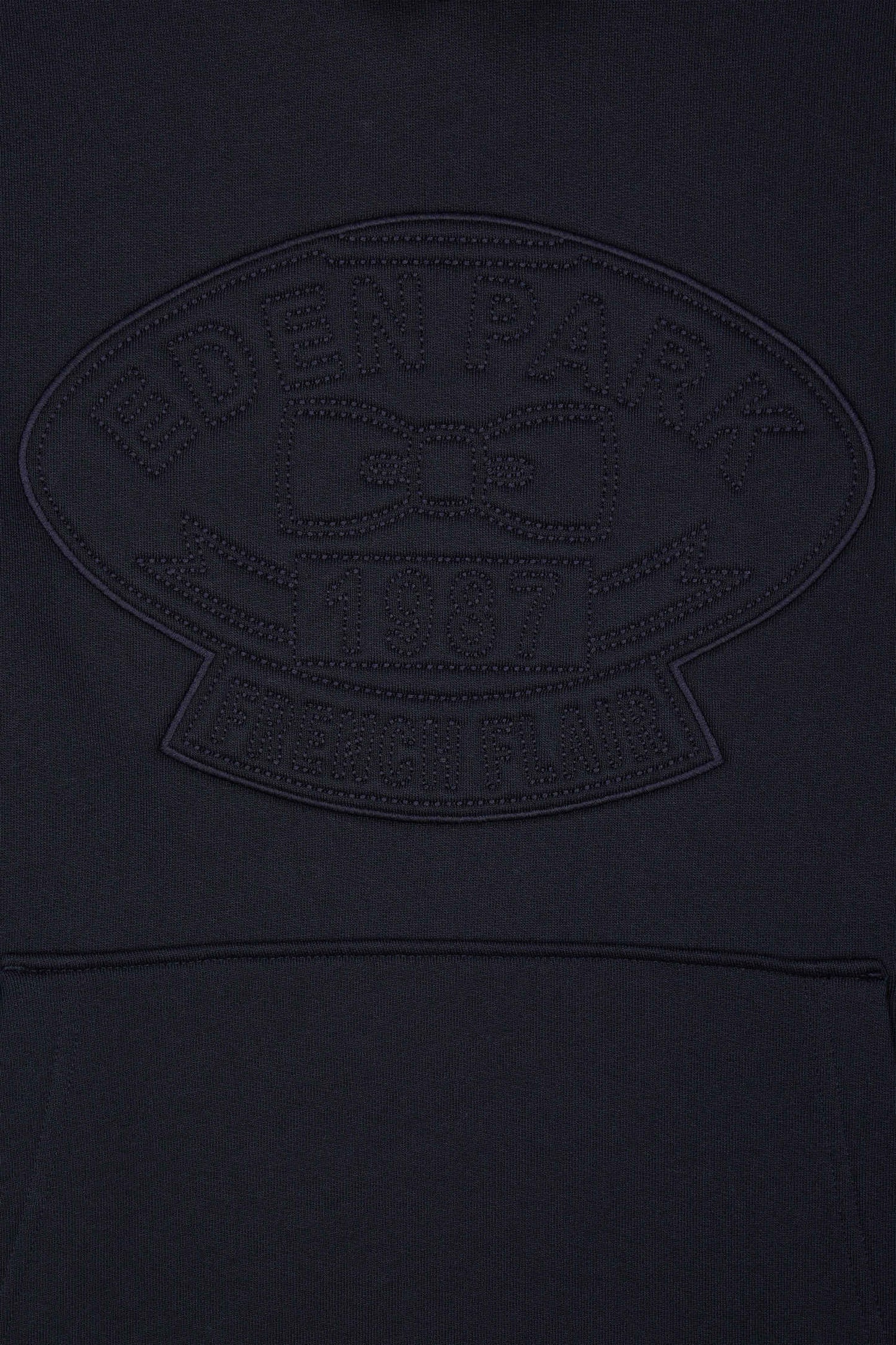 Sweatshirt à capuche en coton mélangé bleu marine broderie matelassée coupe Relaxed