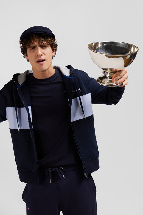 Regular sky blue zipped cotton hoodie - Image 3