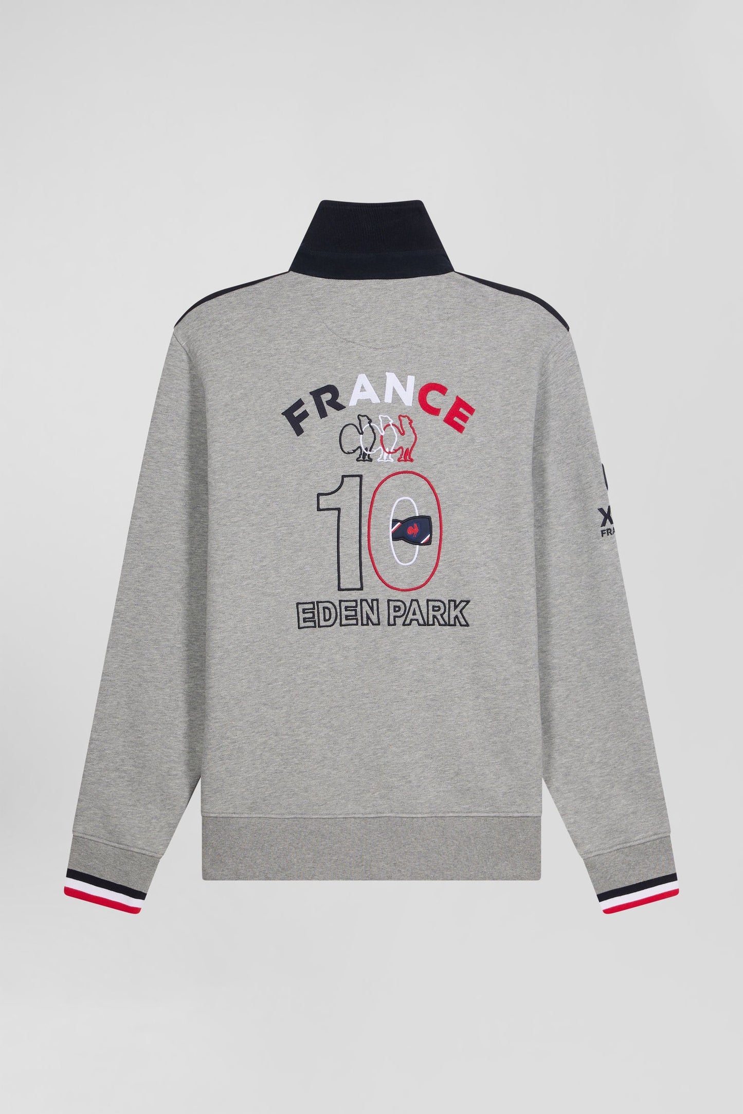 Sweatshirt col maillot en coton gris chiné broderie XV de France coupe Regular - Image 5