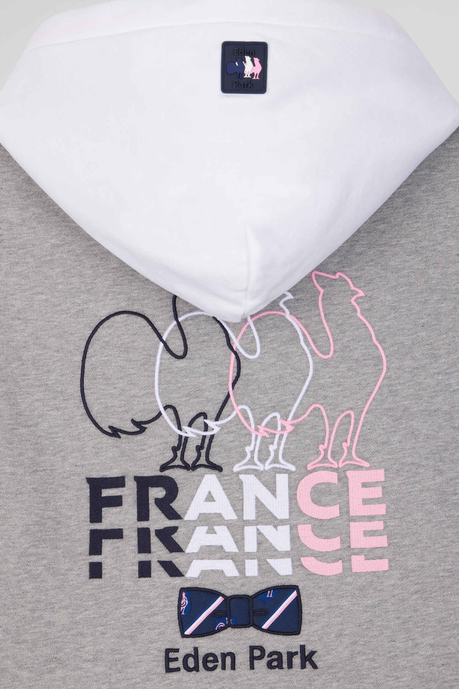 Sweatshirt à capuche colorblock en coton gris XV de France coupe Regular