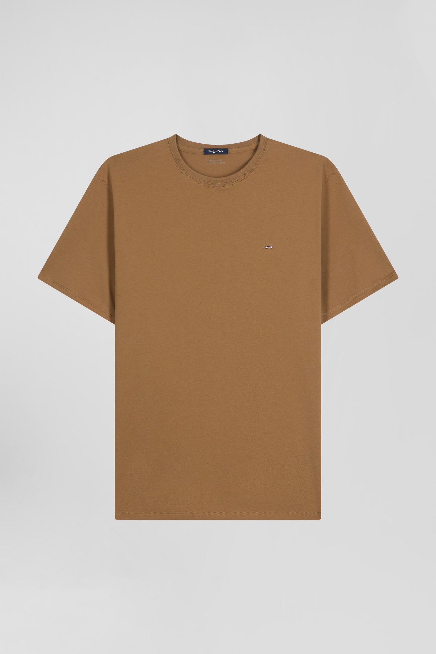 T-shirt manches courtes en coton Pima uni noisette coupe Regular
