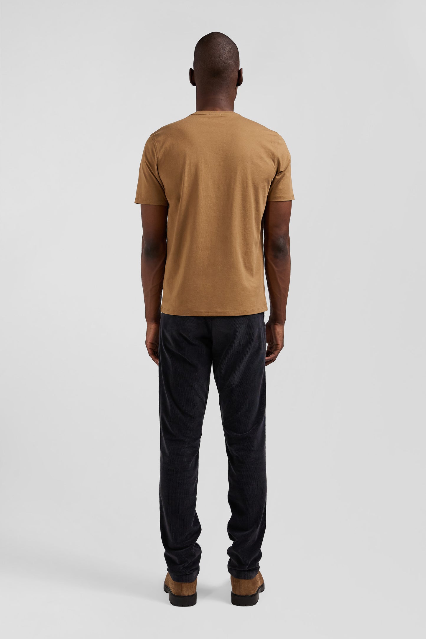T-shirt manches courtes en coton Pima uni noisette coupe Regular