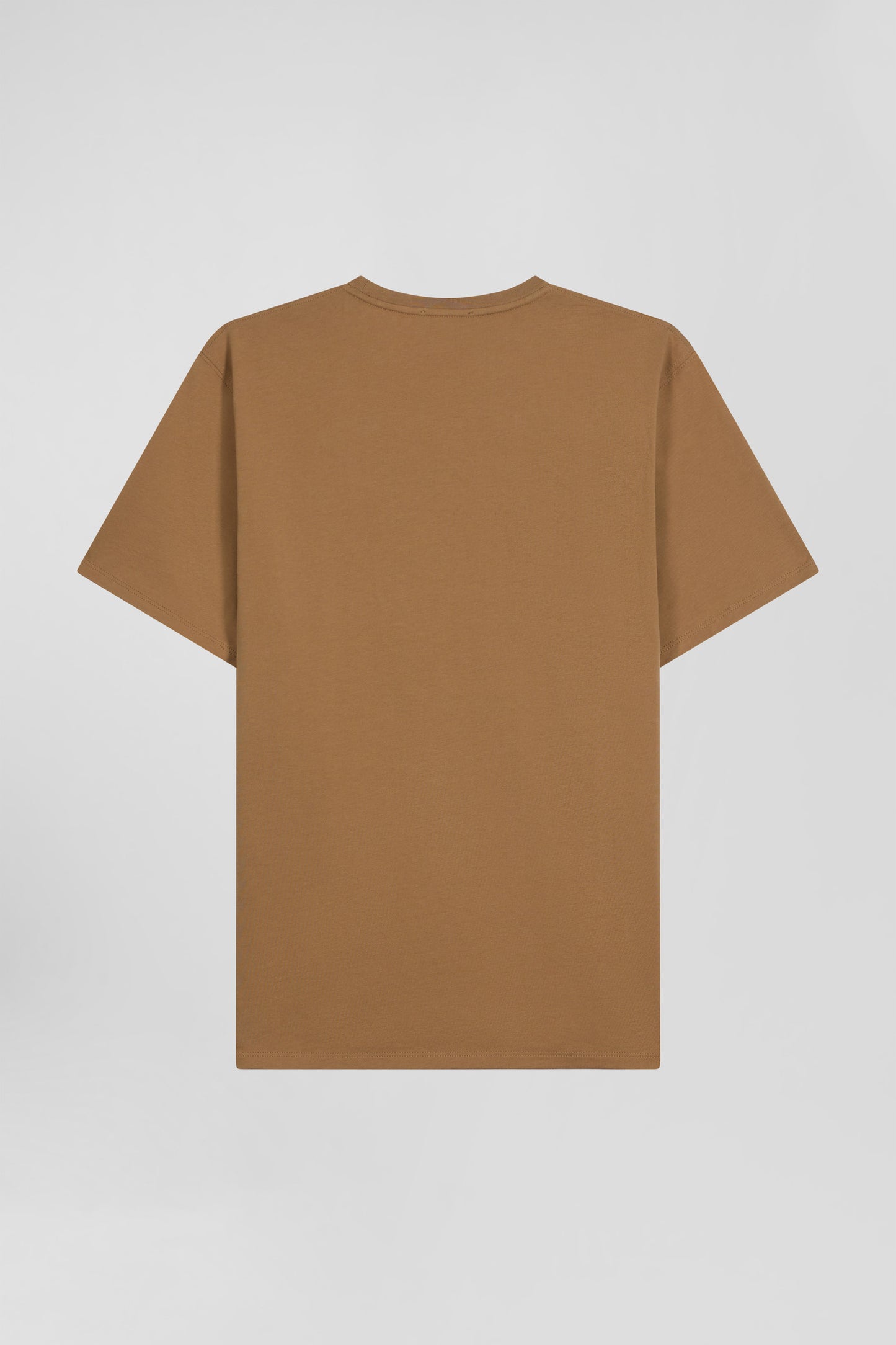 T-shirt manches courtes en coton Pima uni noisette coupe Regular