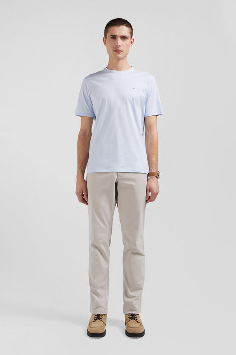 Regular sky blue Pima cotton short-sleeved T-shirt - Image 1