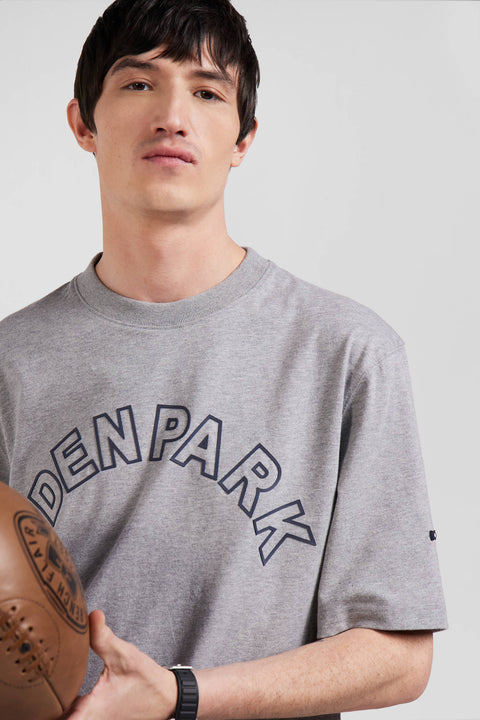 Oversized grey short-sleeved cotton T-shirt with Eden Park print - Image 3