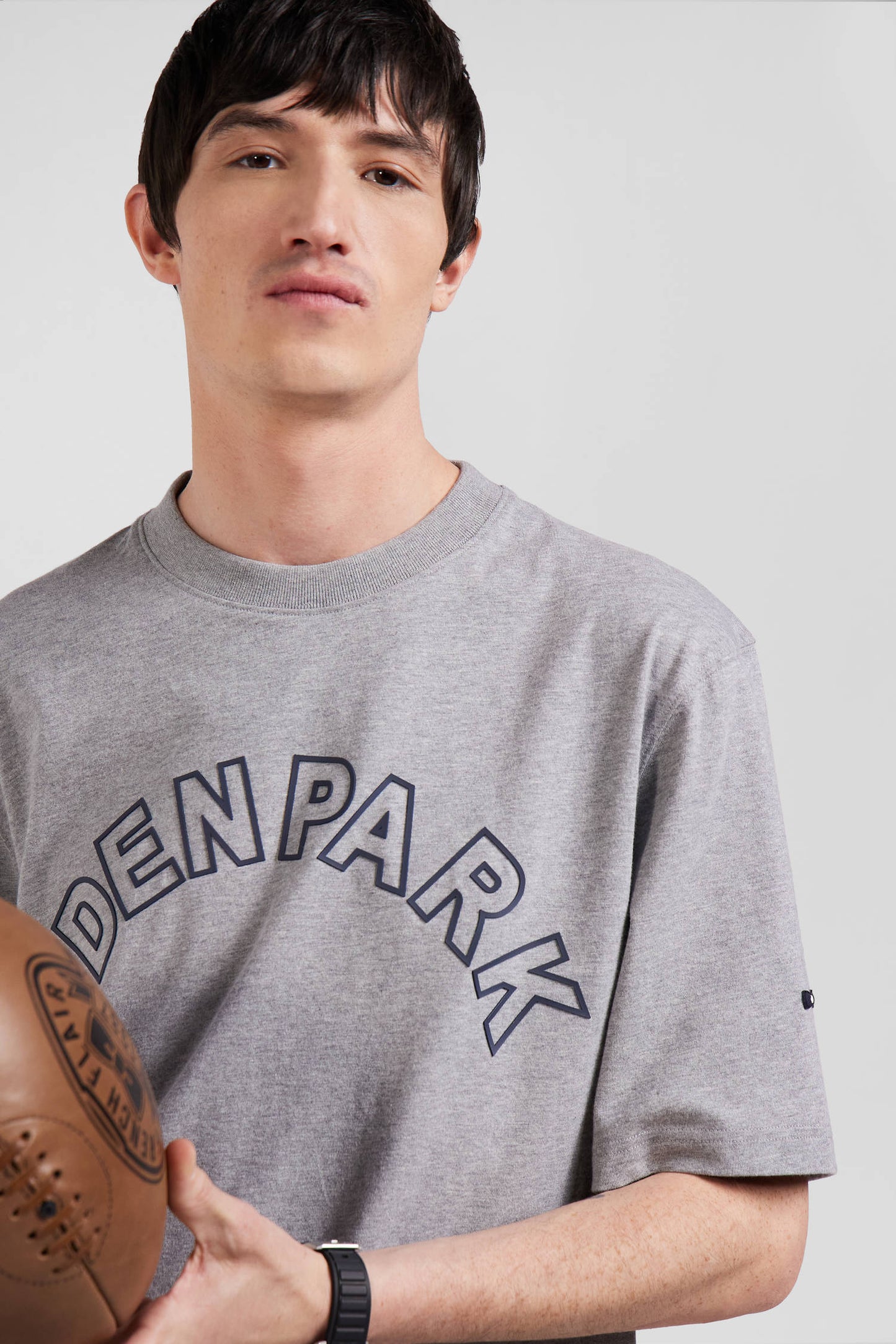 T-shirt manches courtes en coton gris coupe Oversized sérigraphie Eden Park - Image 3