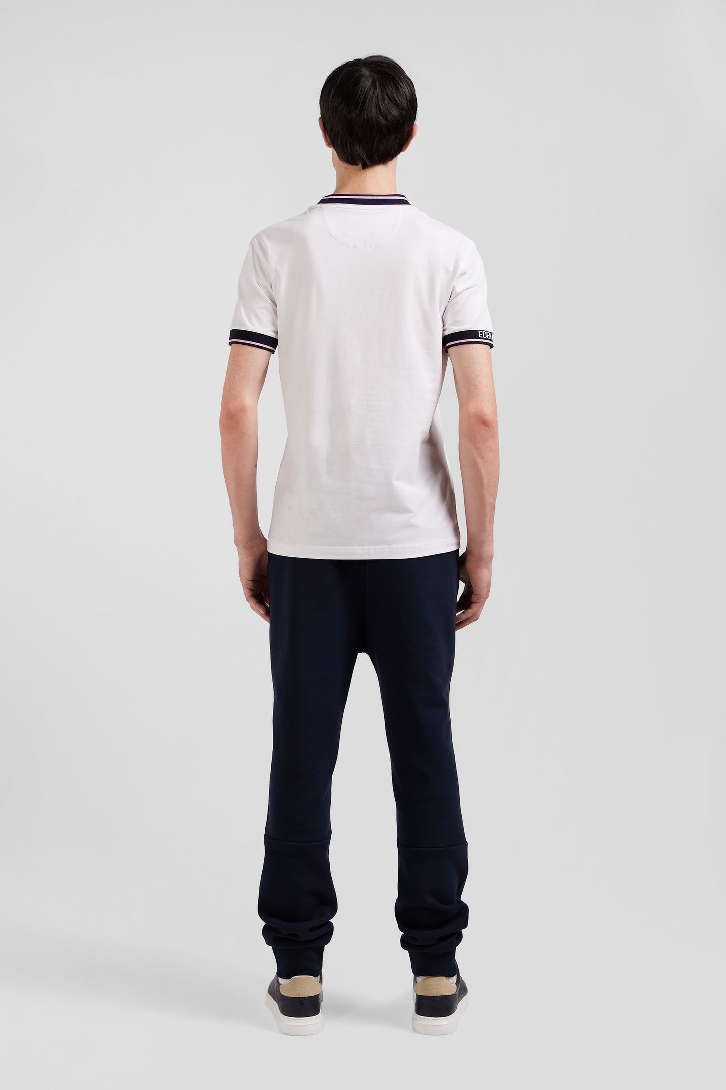 T-shirt manches courtes en coton blanc coupe Slim bords-côtes Eden Park - Image 7