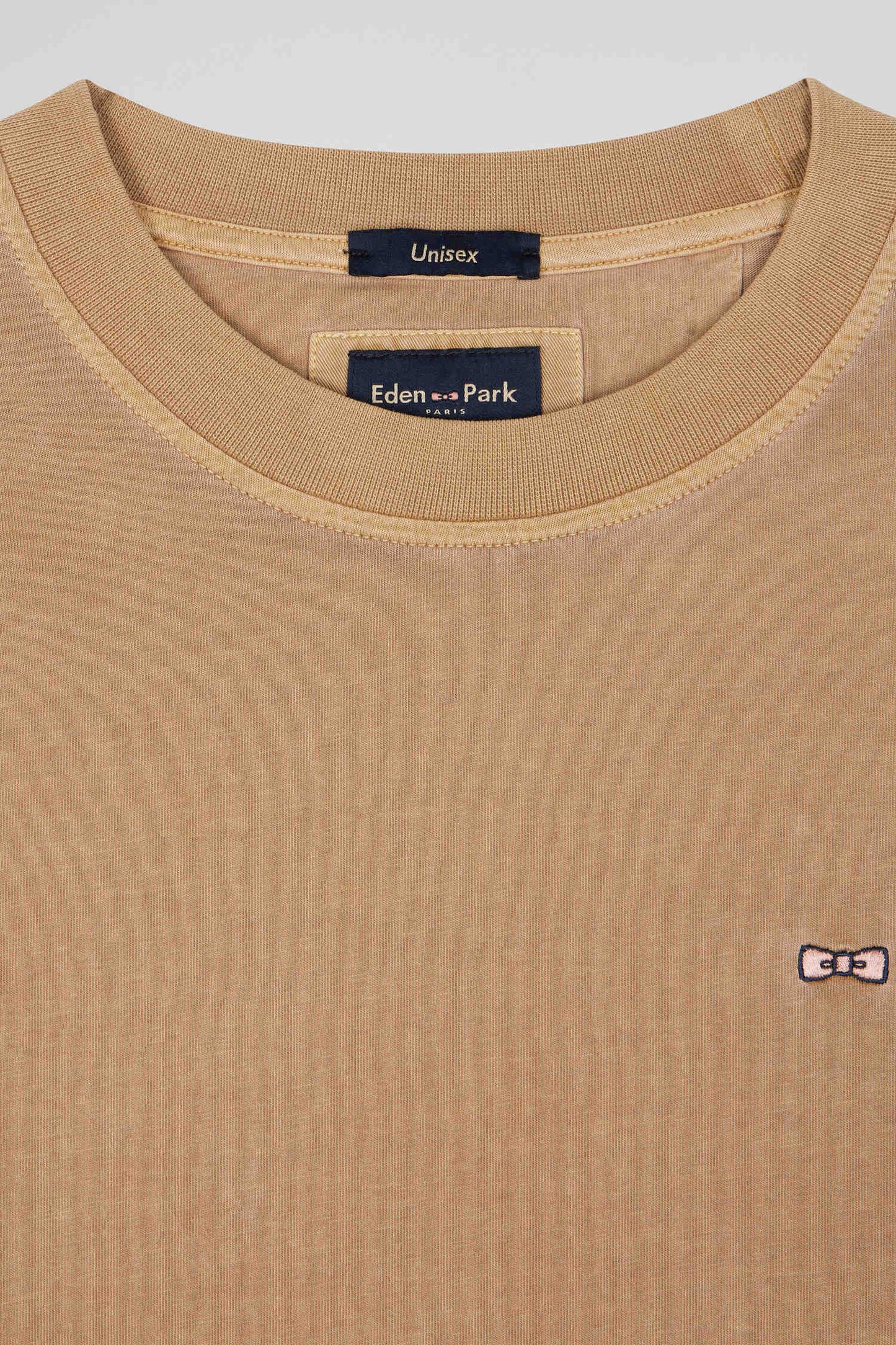 T-shirt manches courtes unisexe en coton surteint uni noisette coupe Oversized