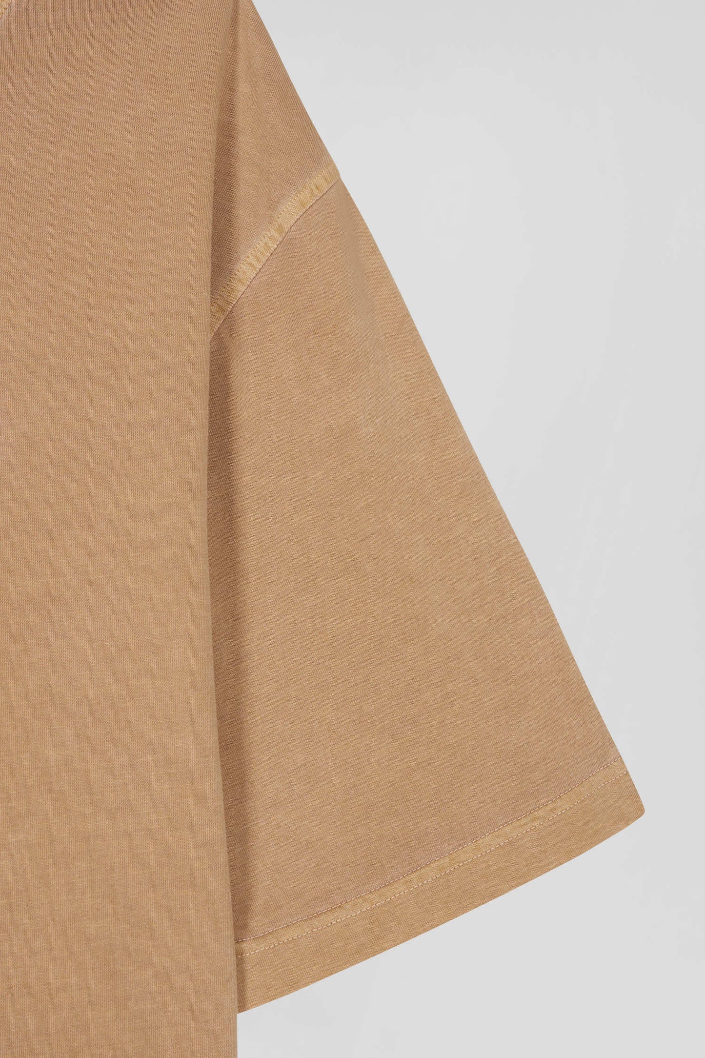 T-shirt manches courtes unisexe en coton surteint uni noisette coupe Oversized