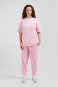 T-shirt manches courtes unisexe en coton surteint uni rose coupe Oversized