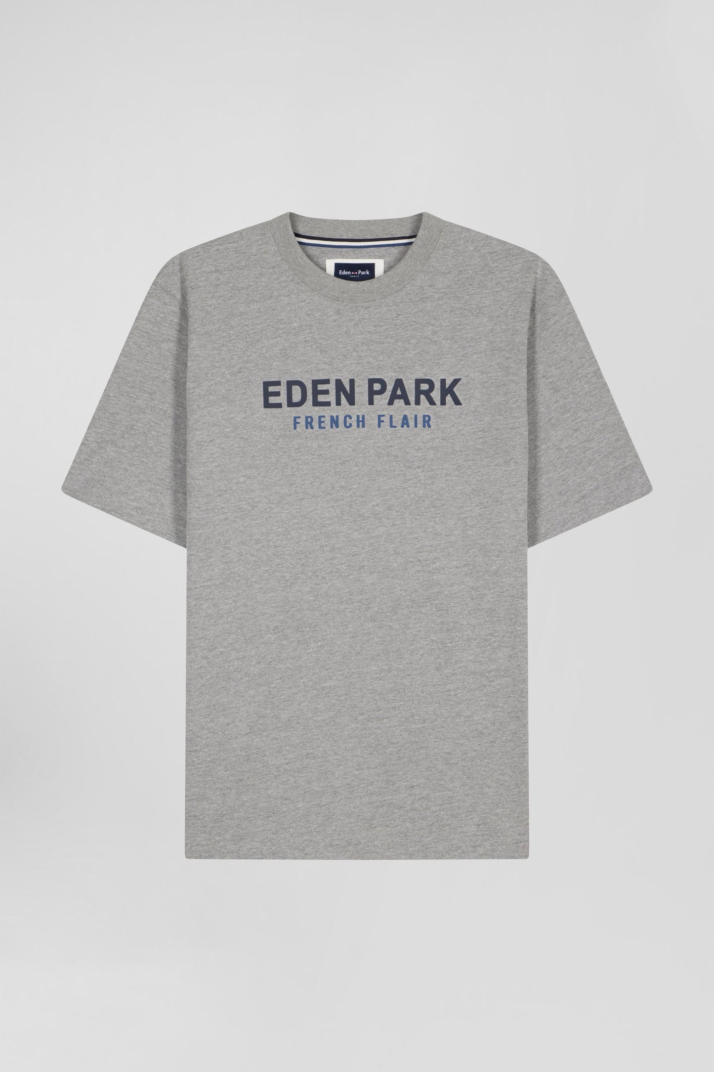 T-shirt manches courtes en coton gris Eden Park French Flair coupe Oversized - Image 2