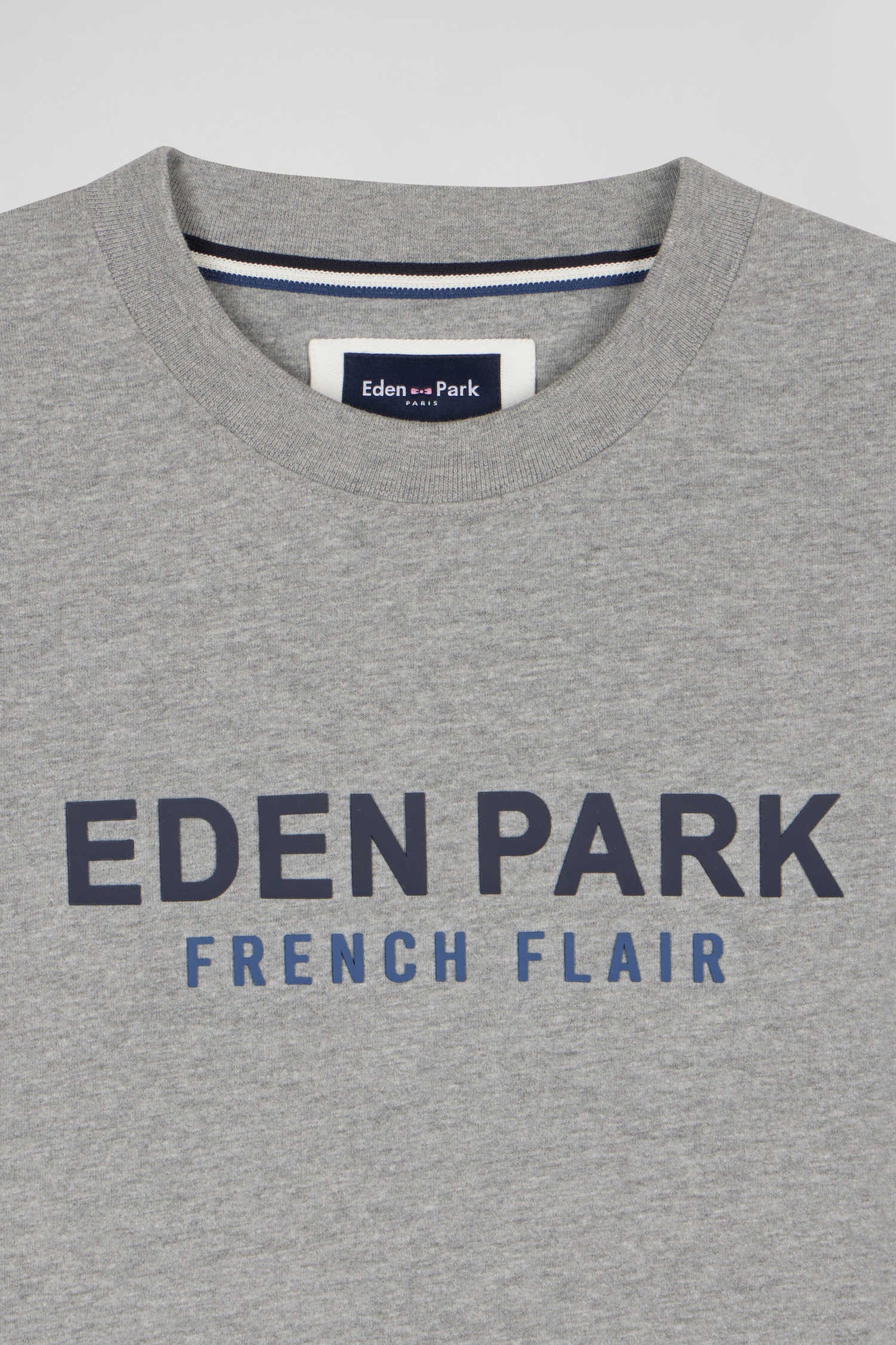 T-shirt manches courtes en coton gris Eden Park French Flair coupe Oversized - Image 8