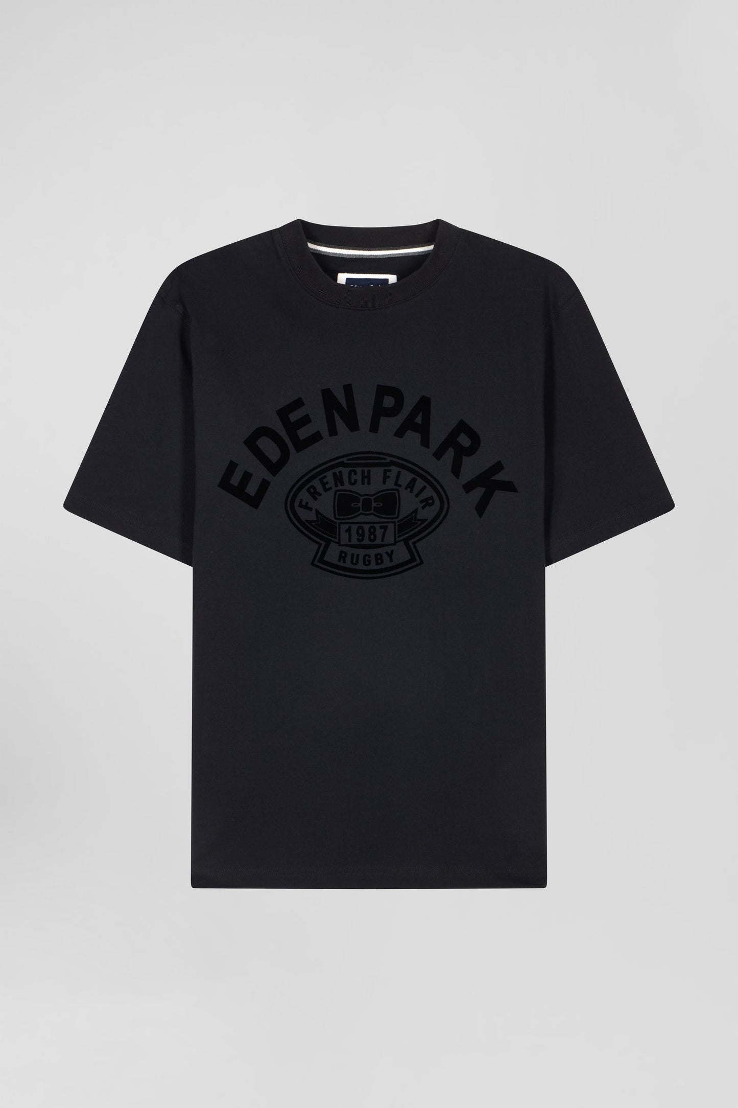 T-shirt manches courtes noir application Eden Park Rugby coupe Oversized - Image 2