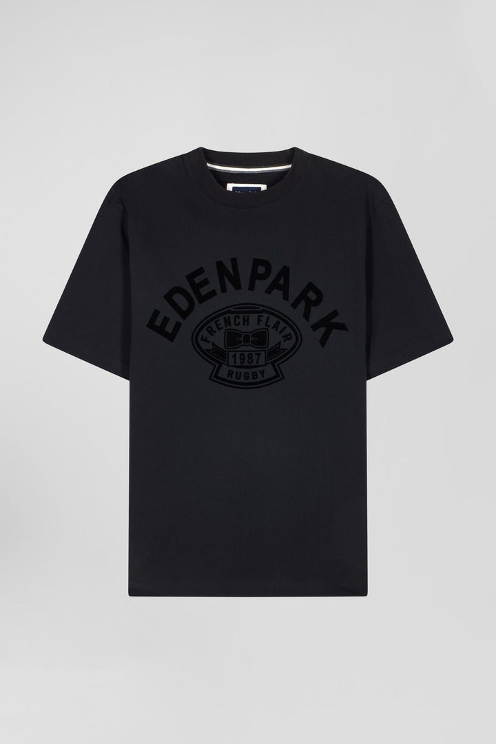 T-shirt manches courtes noir application Eden Park Rugby coupe Oversized alt view