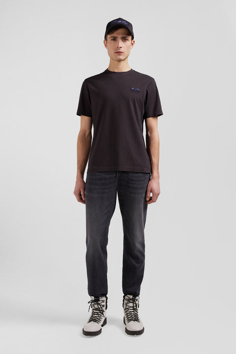 T-shirt manches courtes marron emblème tissu cravate coupe Regular - Image 1