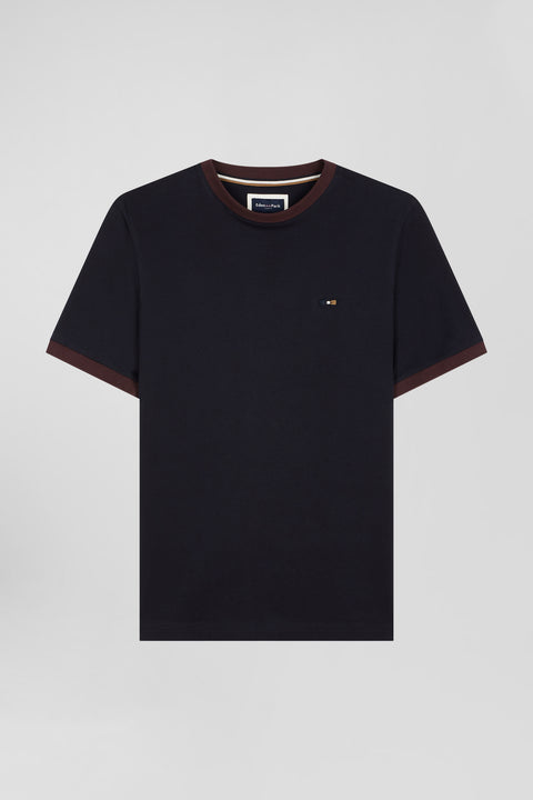 T-shirt manches courtes en coton marine broderie dos coupe Regular - Image 2