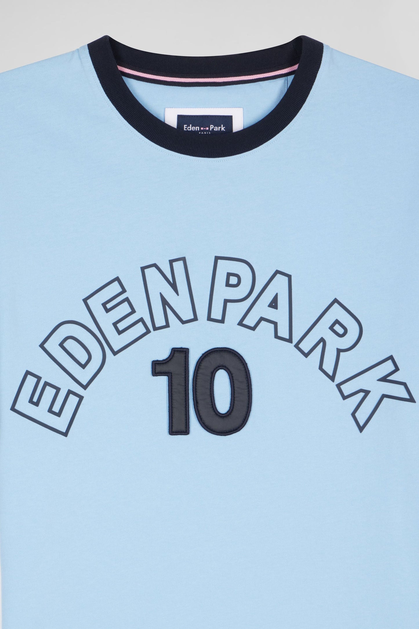 T-shirt manches courtes bicolore en coton ciel Eden Park 10 coupe Relaxed - Image 8