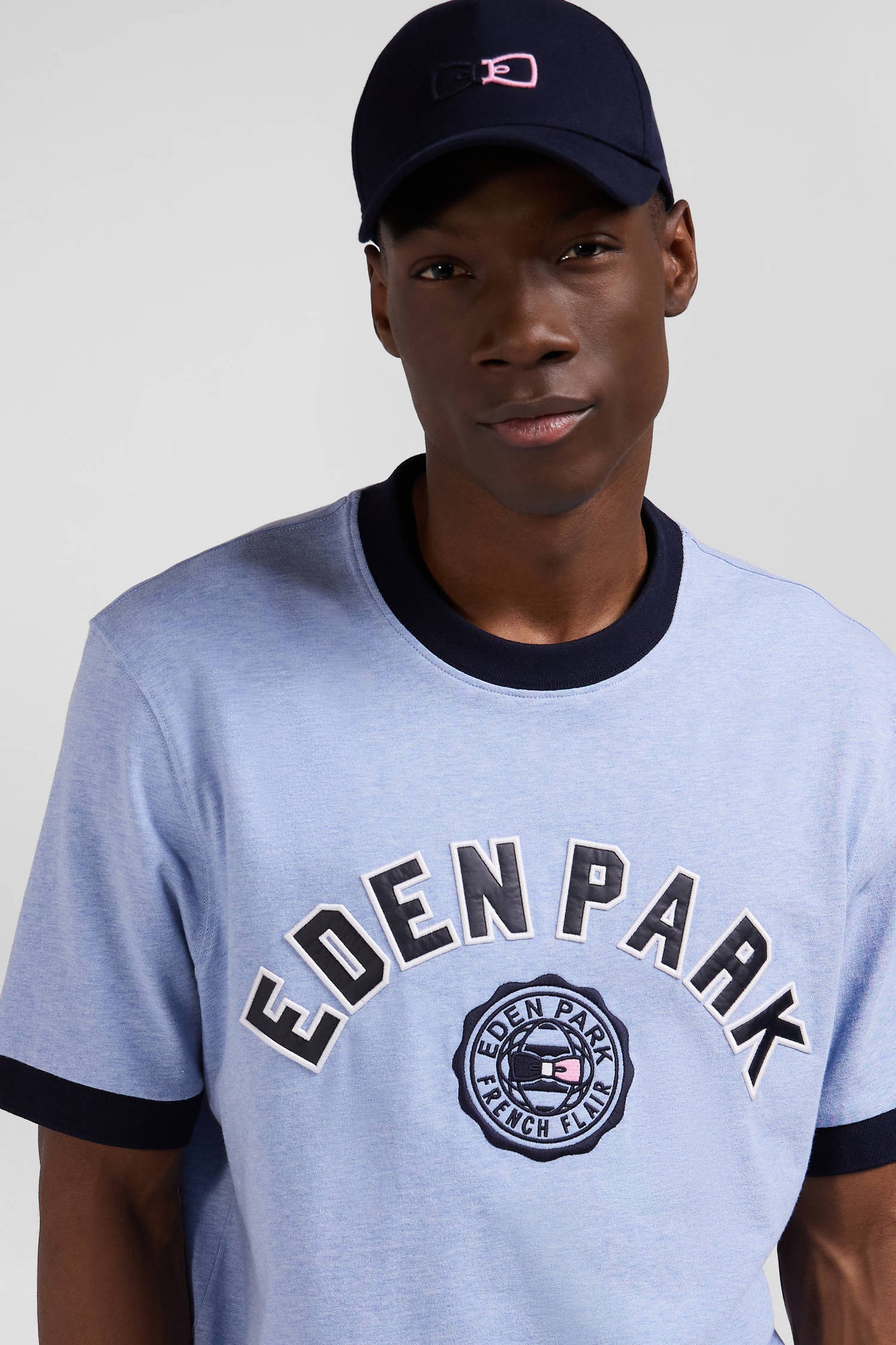 T-shirt manches courtes en coton ciel application Eden Park coupe Oversized - Image 3