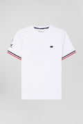 T-shirt manches courtes en coton blanc broderie tricolore XV de France coupe Regular