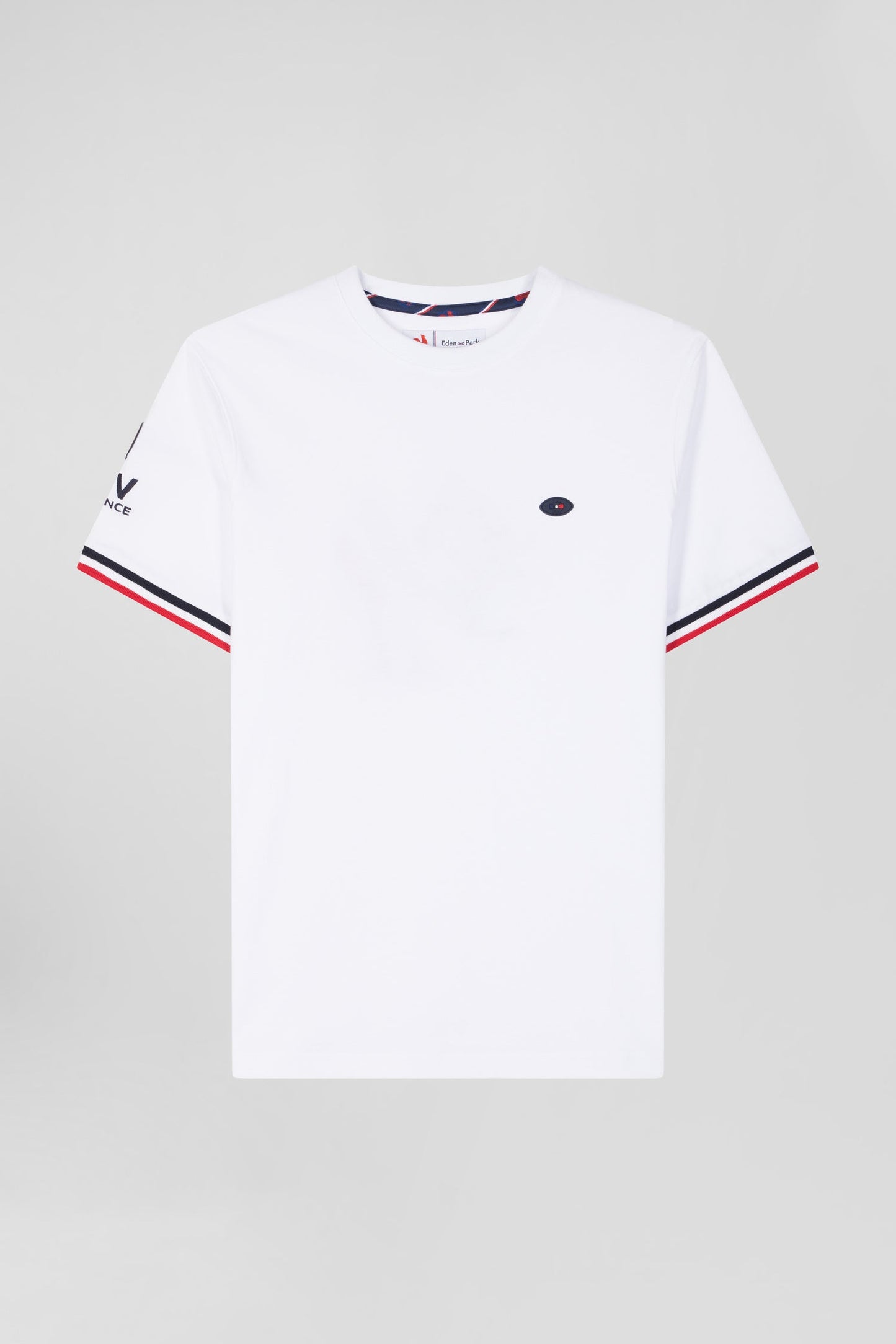 T-shirt manches courtes en coton blanc broderie tricolore XV de France coupe Regular - Image 2