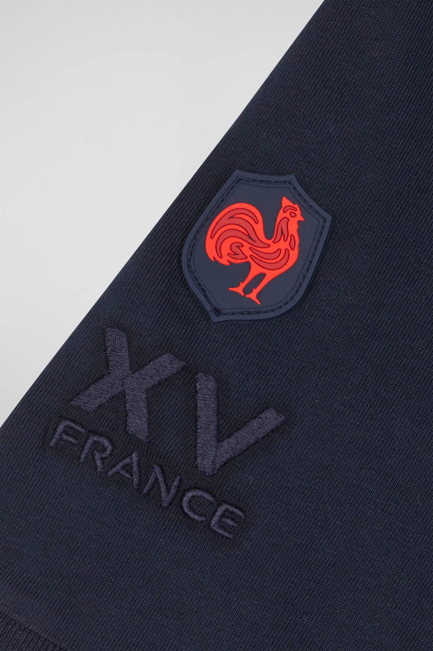 T-shirt manches courtes en coton bleu marine broderie tricolore XV de France coupe Regular - Image 9