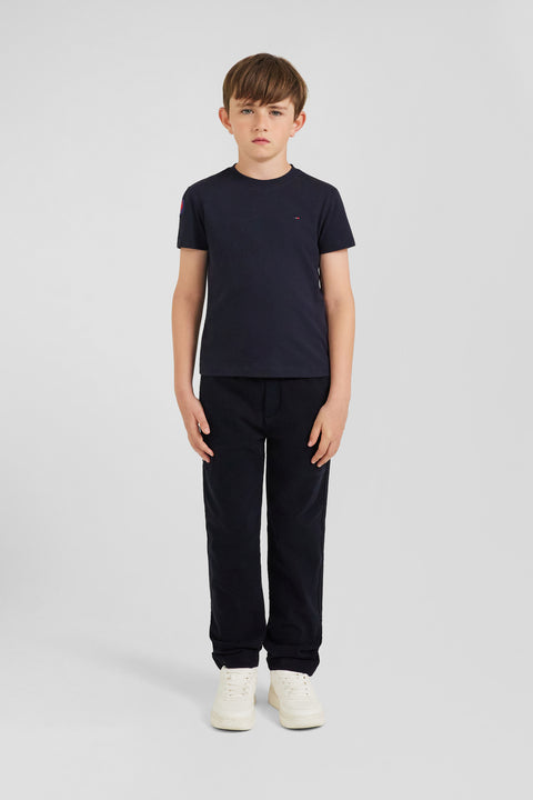 T-shirt manches courtes en coton bleu marine broderie XV de France coupe Regular - Image 1