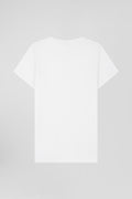 Regular women's white short-sleeved cotton T-shirt