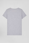 T-shirt femme manches courtes en coton gris coupe Regular