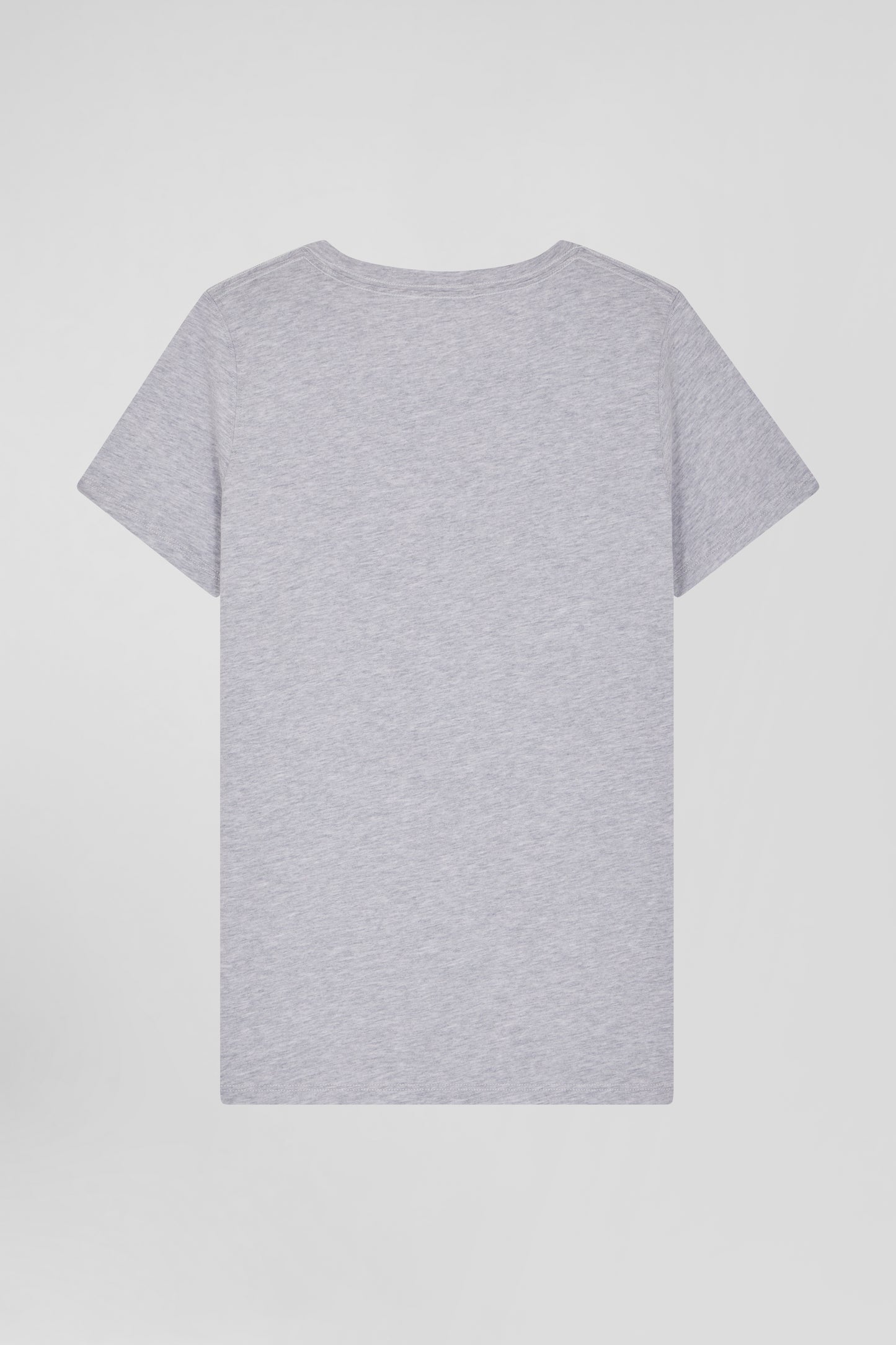 Regular women's grey short-sleeved cotton T-shirt