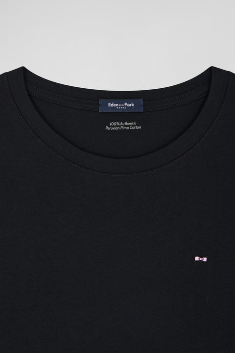 T-shirt femme manches courtes en coton noir coupe Regular - Image 3