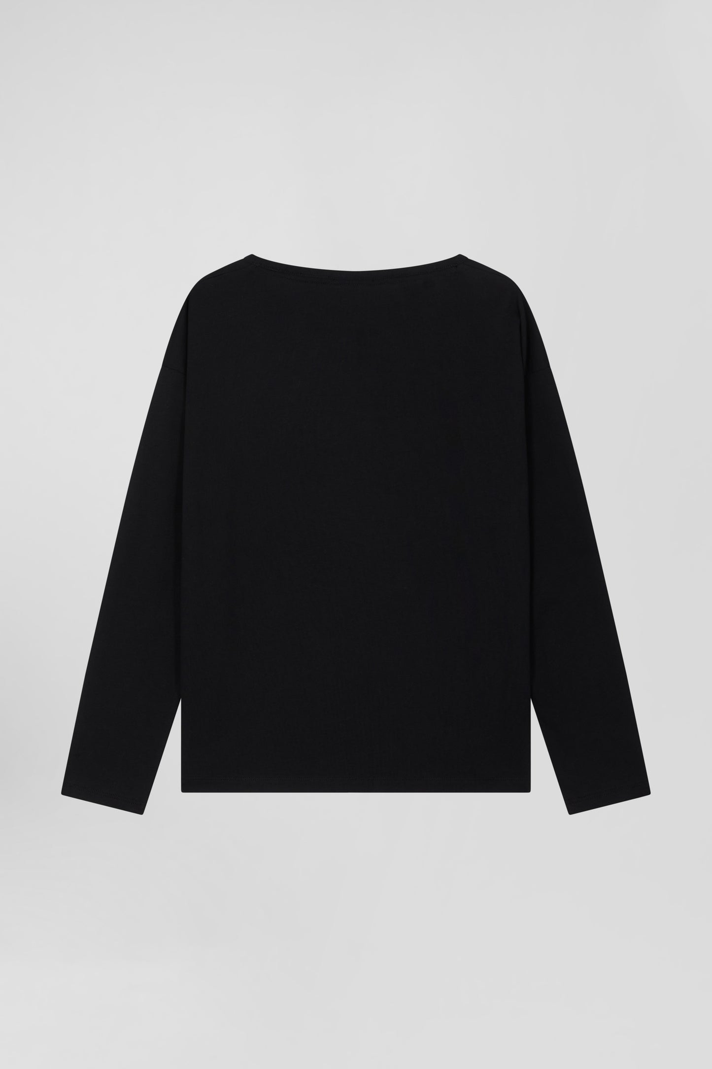 Long-sleeved round-neck t-shirt in black cotton