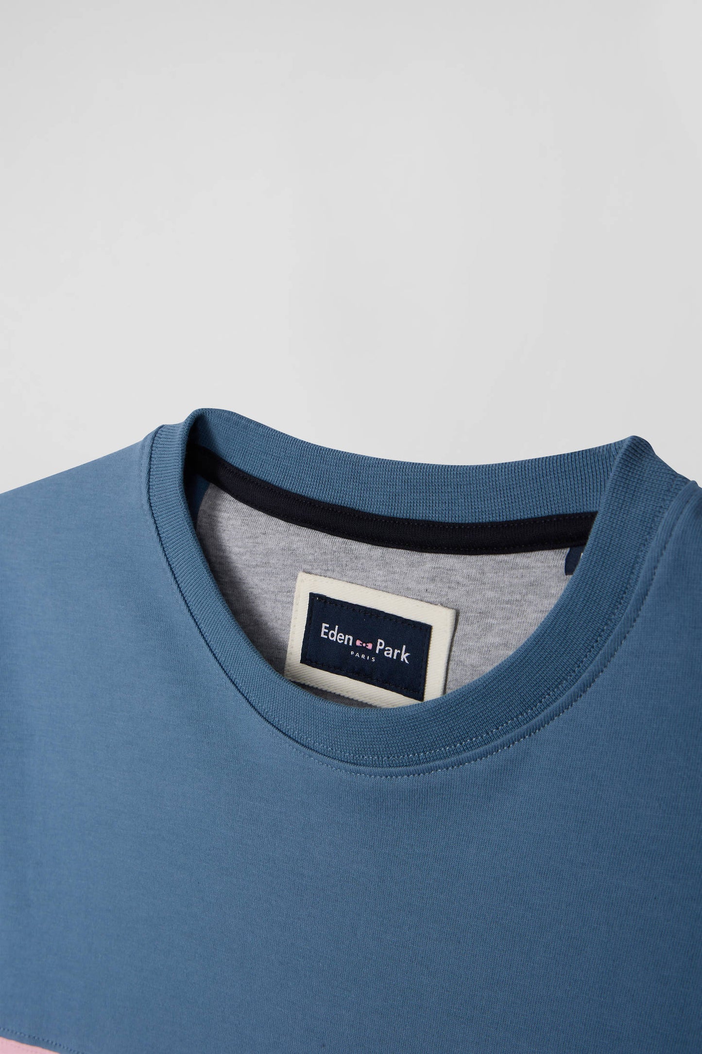 T-shirt manches longues colorblock en coton bleu coupe Regular - Image 10