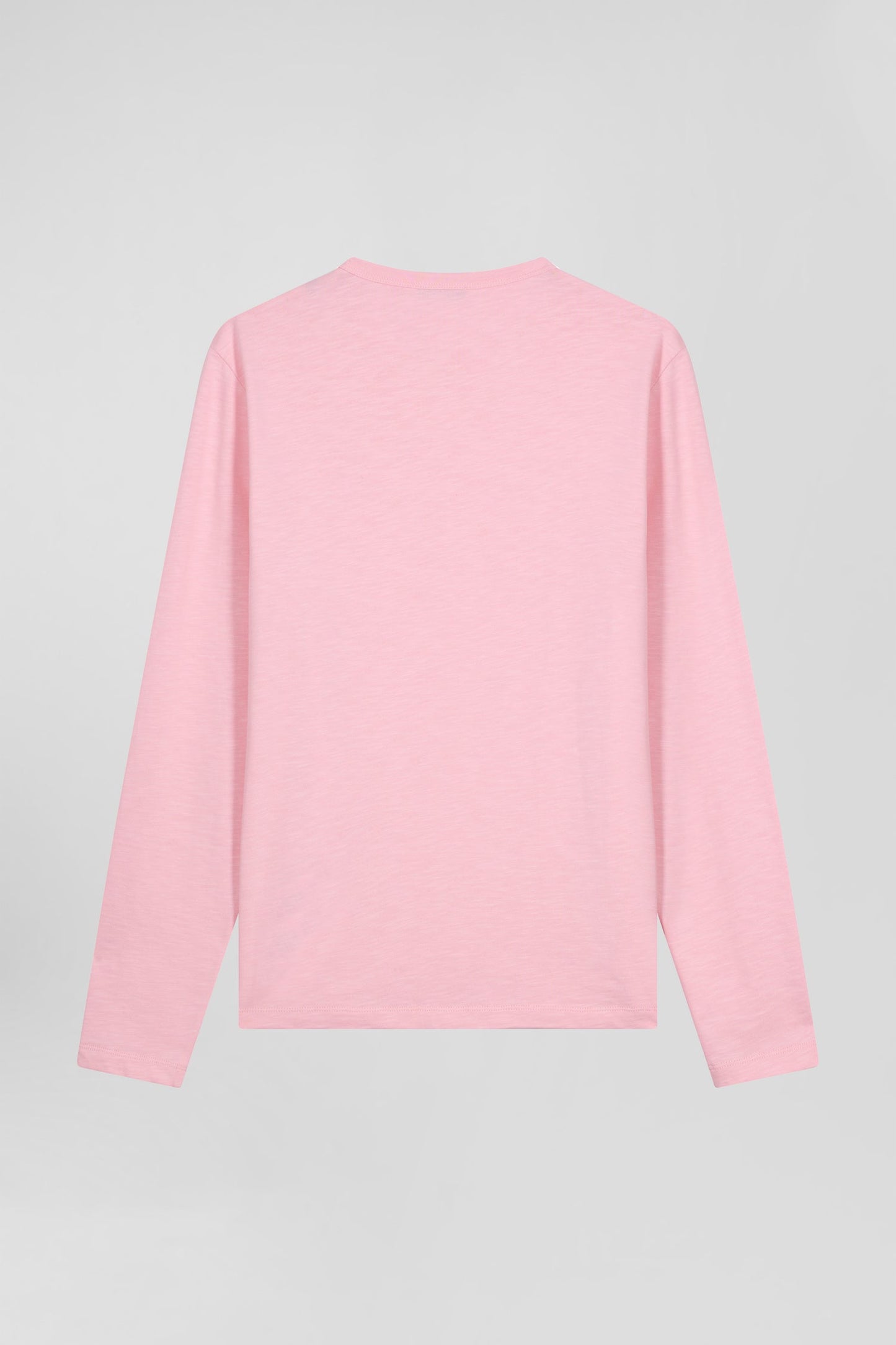 T-shirt manches longues en coton uni rose coupe Slim - Image 5