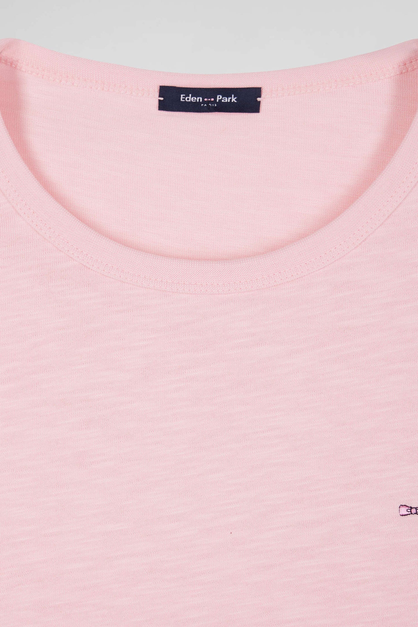 T-shirt manches longues en coton uni rose coupe Slim - Image 8