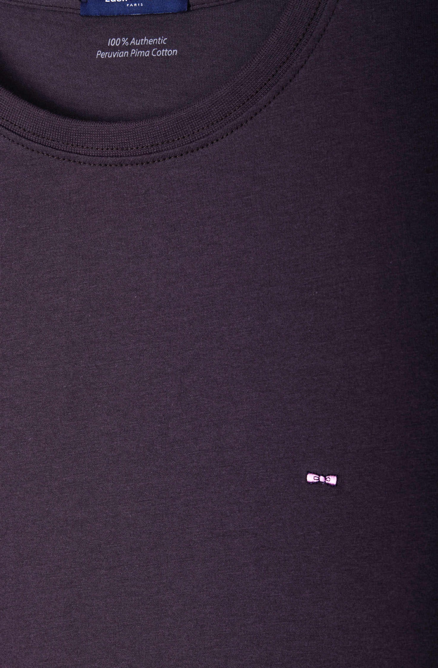 T-shirt manches longues en coton Pima marron foncé coupe Regular